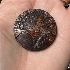Bridge, water wheel, and mill scene button.