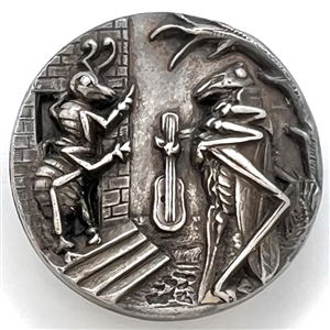 “The Ant and the Grasshopper" fable button.