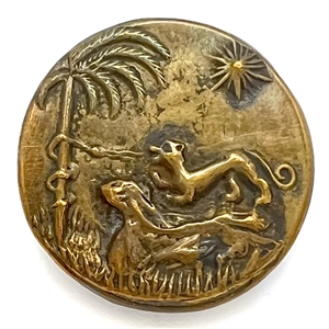 RARE brass button of “The Lion and the Serpent " fable.