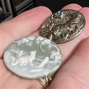 Two buttons of “the Fox and the Grapes fable.