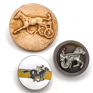 Three buttons of horse racing. 