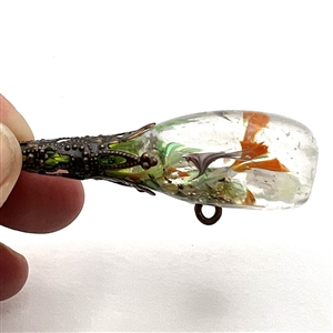 Huge glass studio button of Tussie Mussie - flower bouquet in a wire basket by Mary Gaumond.