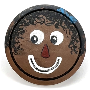 “Beloved Blindy" painted studio button by Hope Boltz.