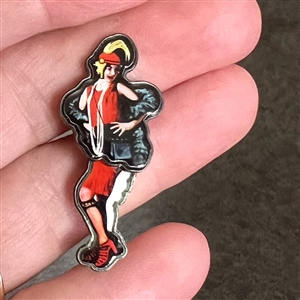 Movable cold enamel button of a flapper.