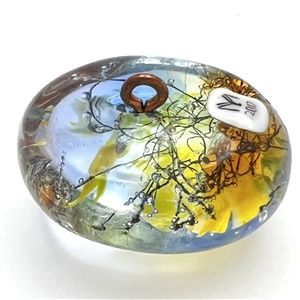 March daffodil glass studio button by Mary Gaumond.