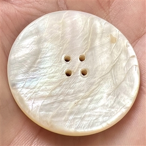 Carved ocean pearl button of a horseshoe.