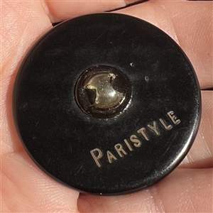 Celluloid (?) button of a dragon with Asian characters.