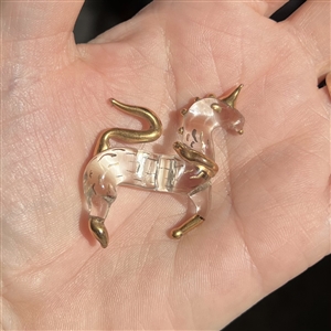Fritz Lampl torch worked glass button of a unicorn.