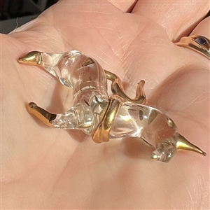 Fritz Lampl torch worked glass button of a unicorn.