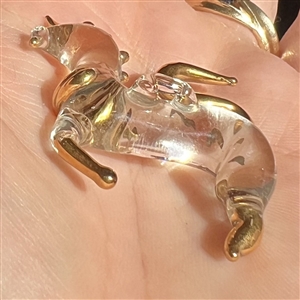 Fritz Lampl torch worked glass button of a unicorn.