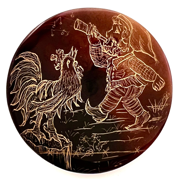 Nancy Dubois “Wake up the Rooster"  pinna shell studio button.
