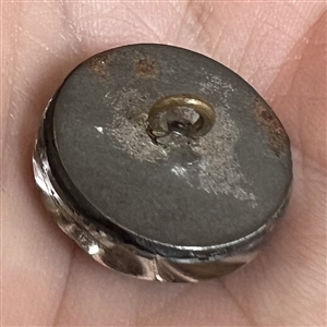 Starburst kaleidoscope button with molded radial top.