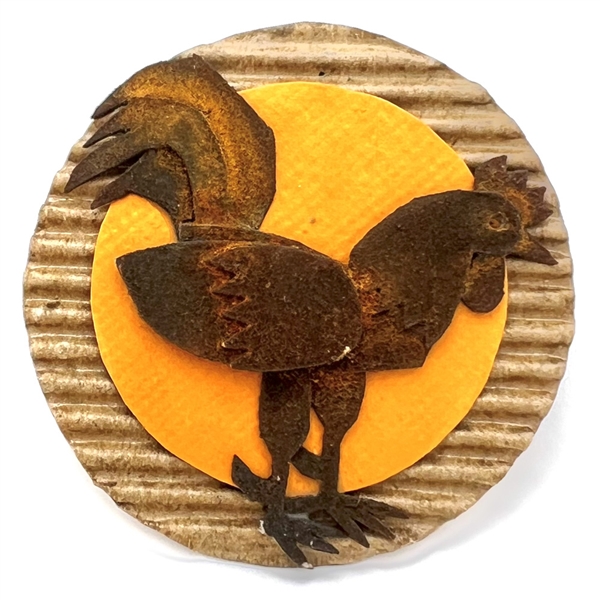 Wow! Paper rooster studio button by Nikki Deal.