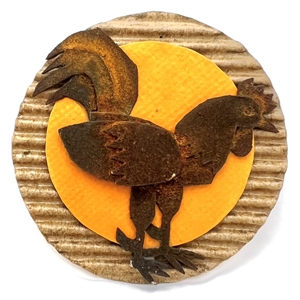 Wow! Paper rooster studio button by Nikki Deal.