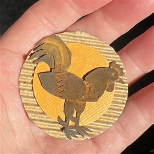 Wow! Paper rooster studio button by Nikki Deal.