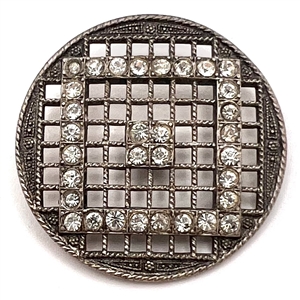 Metal button with pastes of “squares in square" design.