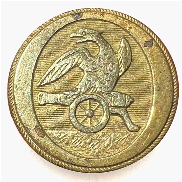 Artillery corps brass uniform button.
