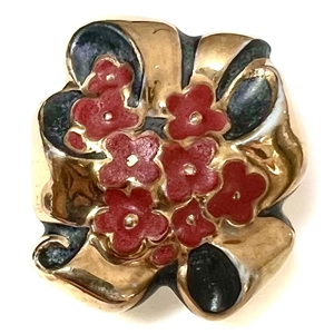 French couture ceramic button of flowers and bow designed by Roger Jean-Pierre for Schiaparelli.