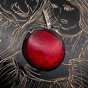 Large Nancy DuBois pina shell studio button of “Snow White takes the Apple.