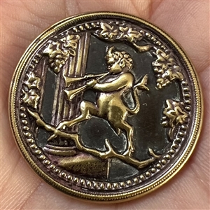Brass button of “Satyr with Pan pipes.