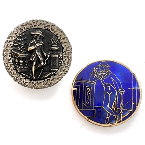 Two French Fops buttons