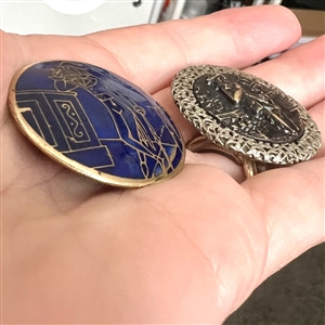 Two French Fops buttons