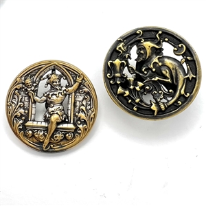 Two brass buttons of Rigoletto the Jester.