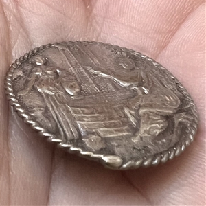 Hallmarked silver button of “Christ and the woman of Sameria.