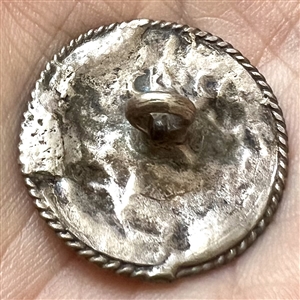 Hallmarked silver button of “Christ and the woman of Sameria.