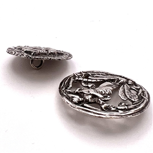 Two Hallmarked silver buttons with mythological themes. 
