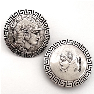 Two Hallmarked silver buttons of heads.