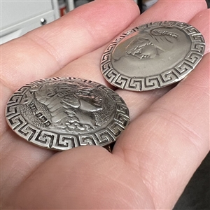 Two Hallmarked silver buttons of heads.