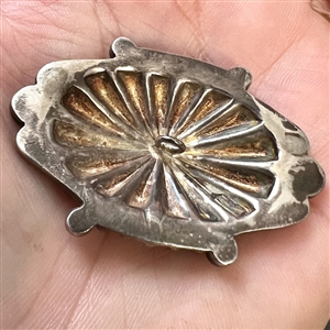 UNIQUE shaped Native American silver button with turquoise center. 
