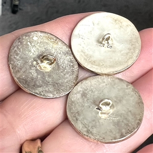 Three Mother of pearl and abalone inlay in Mexican silver buttons of flowers.