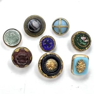 Eight weskit buttons including Cheshires.