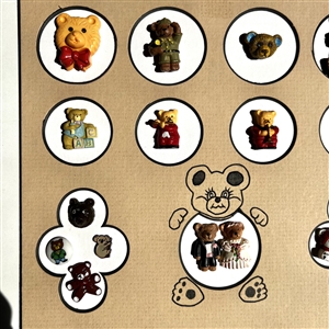 Card of 26 teddy bear and other buttons.