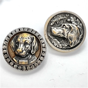 Two buttons of dog heads. 