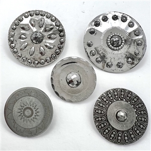 Four Steel buttons and One white metal button. 