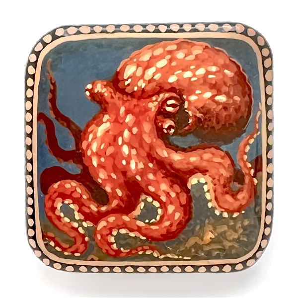 FABULOUS Russian lacquer button of an octopus!