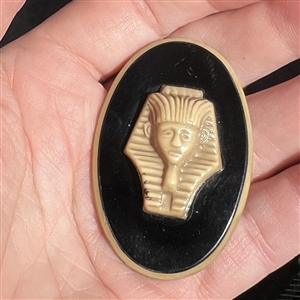 Extra large Vintage celluloid button with Egyptian head. 