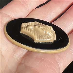 Extra large Vintage celluloid button with Egyptian head. 