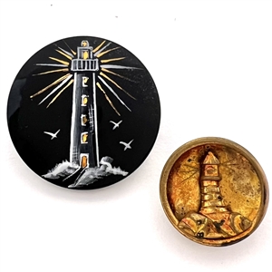 Two buttons of lighthouses.