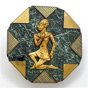 Handkerchief corner metal studio button of an Egyptian man by Phil Linley.
