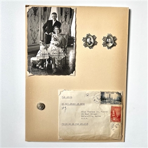 Card with three buttons of Grace Kelly, Princess of Monaco and Prince Rainier.