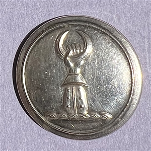 Four livery buttons of hands holding things.
