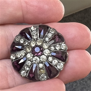 A 19th c. Georgian jewel button with amethyst glass and pastes.