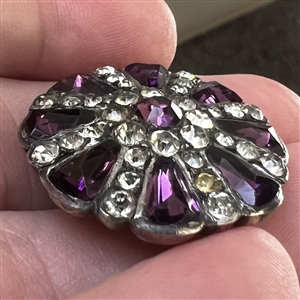 A 19th c. Georgian jewel button with amethyst glass and pastes.