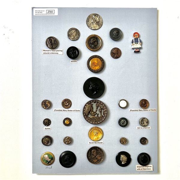 Card of twenty nine buttons of women. 