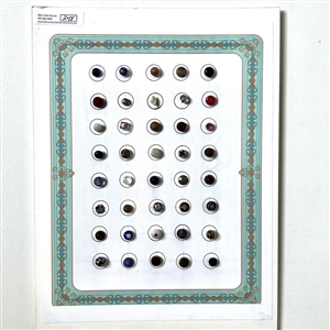 Card of forty diminutive glass buttons.