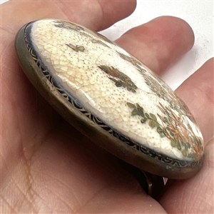 Extra large Satsuma button of butterflies and flowering tree set in metal.
